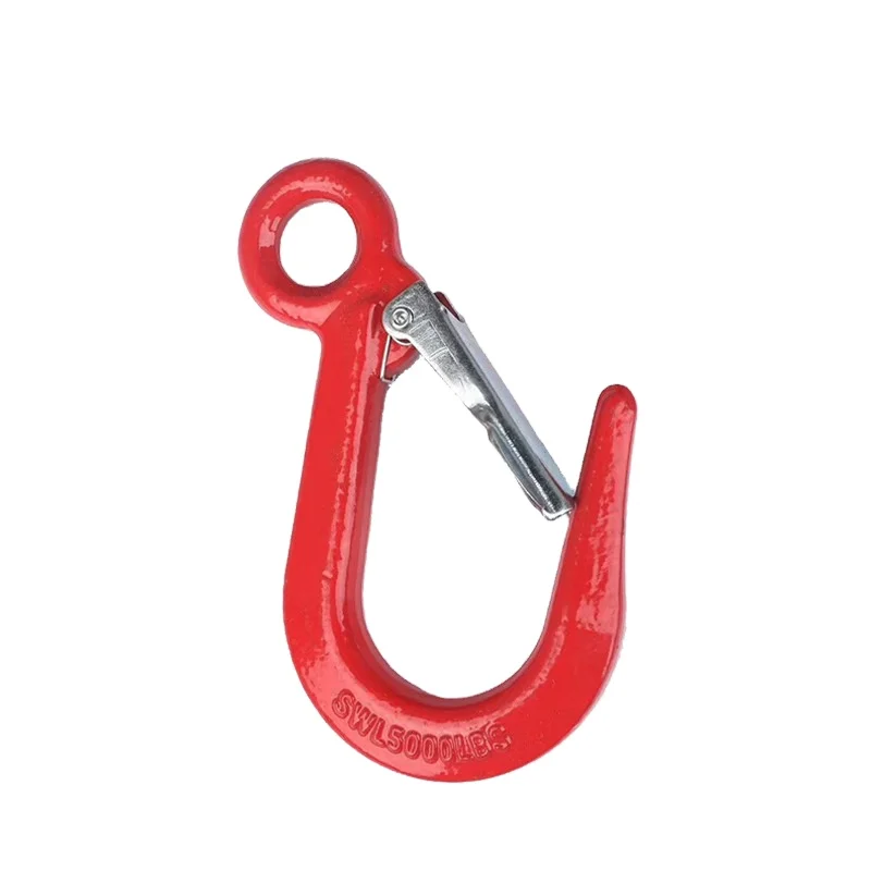 5 ton g80 wide mouth hooks with Safety Latch container hook for lifting and hoisting