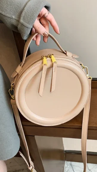 2024 fashion Factory wholesale fashion PU custom logo women retro round crossbody shoulder bag luxury mini ladies handbag