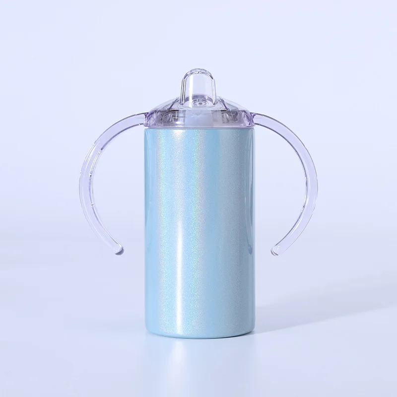 BPA Free Sublimation Kids 12oz Double Walled Sippy Cup Double Handle Baby Tumbler with 2 Lids Blanks Seamless Children Sippy Cup