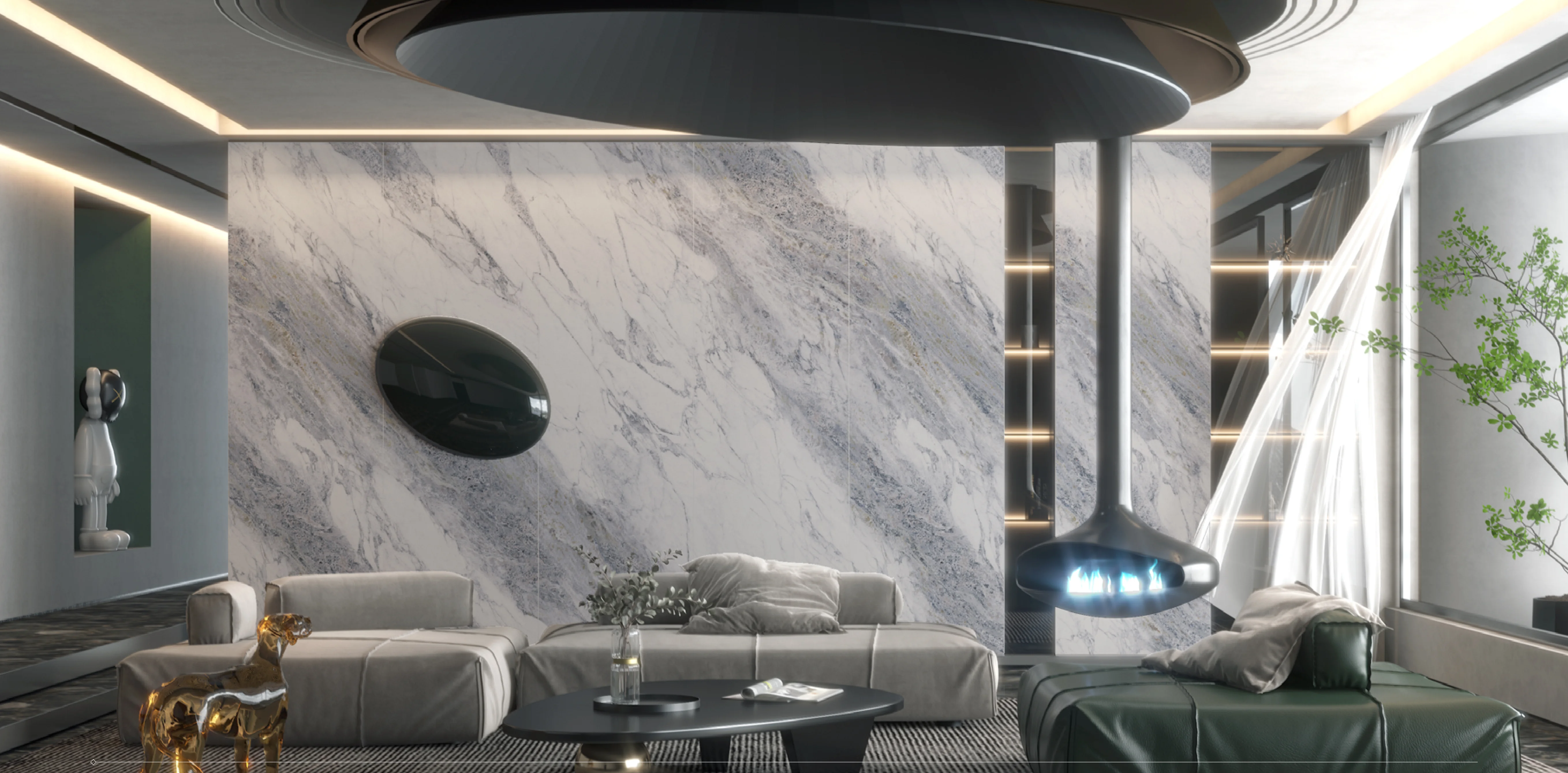 800X2600mm Continuous Pattern Big Size Large Format Slab for Background Wall and Floor Blue Sintered Stone Tiles