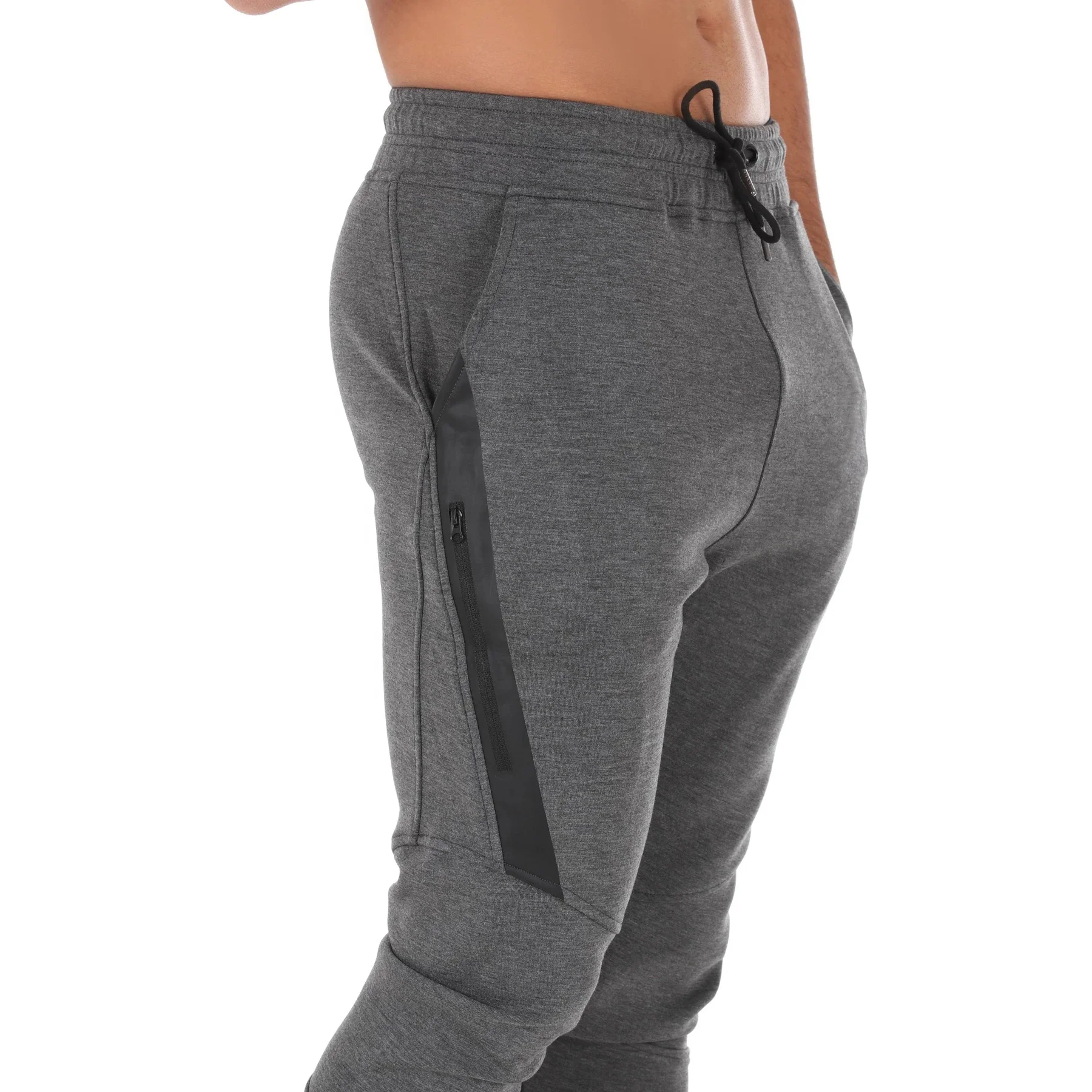 Jogger Men Fitness Cotton Tech Pants Wholesale Drawstring Plus Size Sports Custom Pockets Casual OEM Service Sweatpants Flat Mid