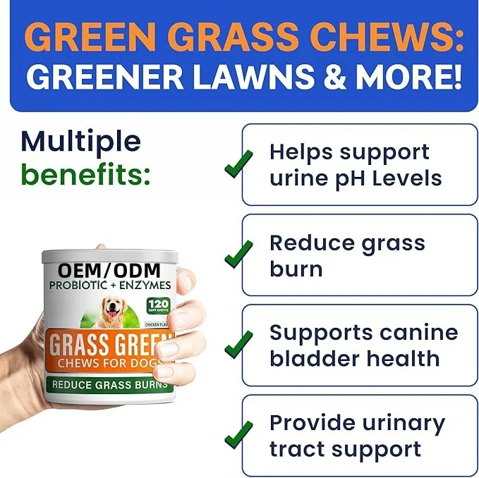 OEM Grass Green Soft Chews for  Dogs - Pee Grass Spot Saver Caused by Dog Urine - Gut Health Probiotics & Digestive Enzymes