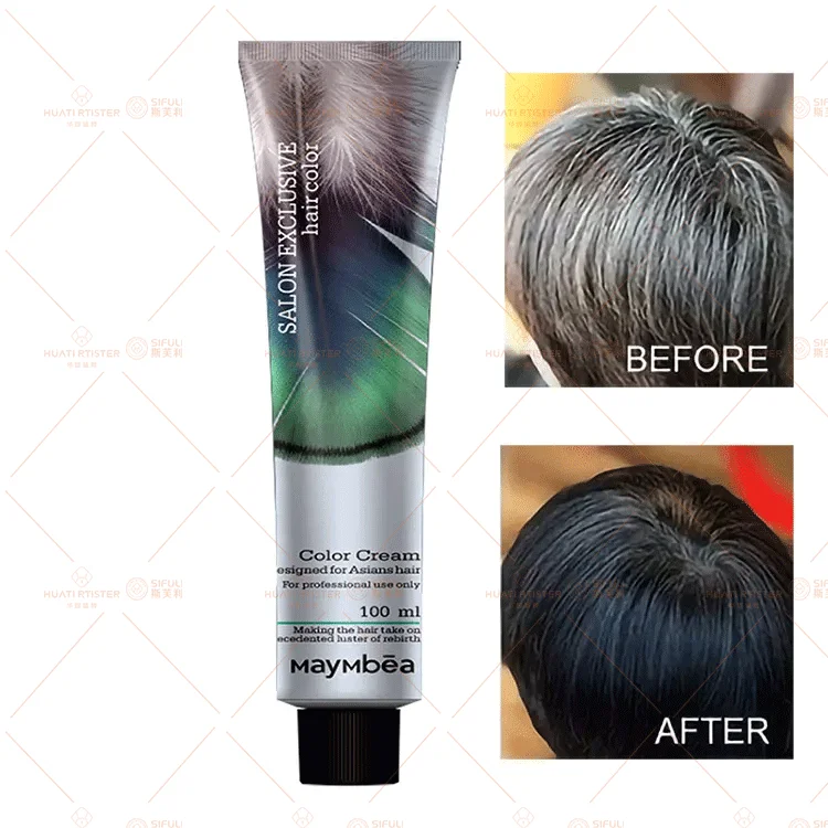 Huati Sifuli Maymbea lack Cover Gray Color Low Ammonium Permanent Colour Dye Cream Hair Dye Kits for professional