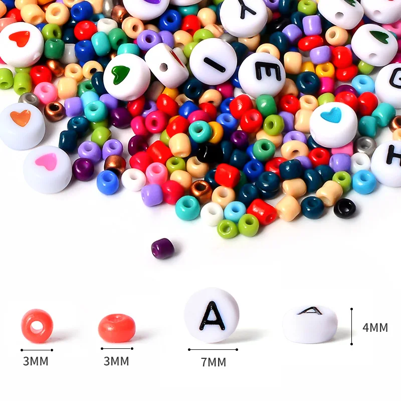 Wholesales DIY Glass Seed Beads Alphabet letter beads Glass Beads for Jewelry Making Hand Bracelet Making