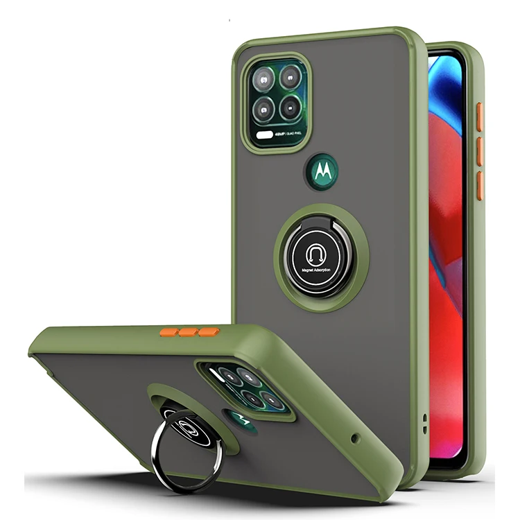 For Motorola MOTO ONE Fusion Plus Marco 360 Rotation Ring Kickstand Magnetic Car Mount Hard Plastic 2in1 Hybrid Back Cover Case