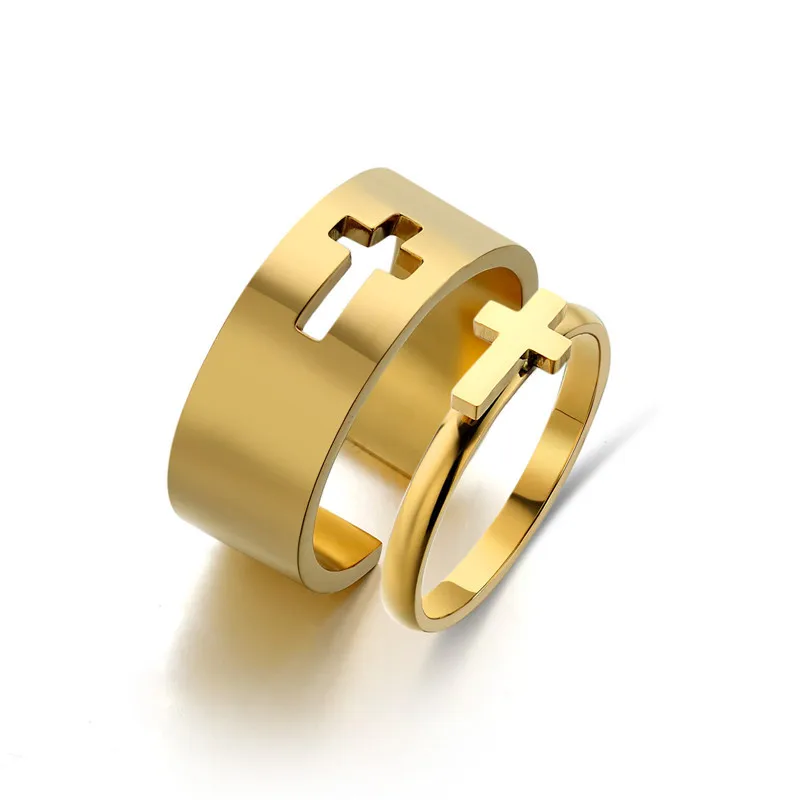 Heart Couple Matching Rings Fashion Delicate Butterfly Cross Stainless Steel Heart Matching Rings For Couple Gifts