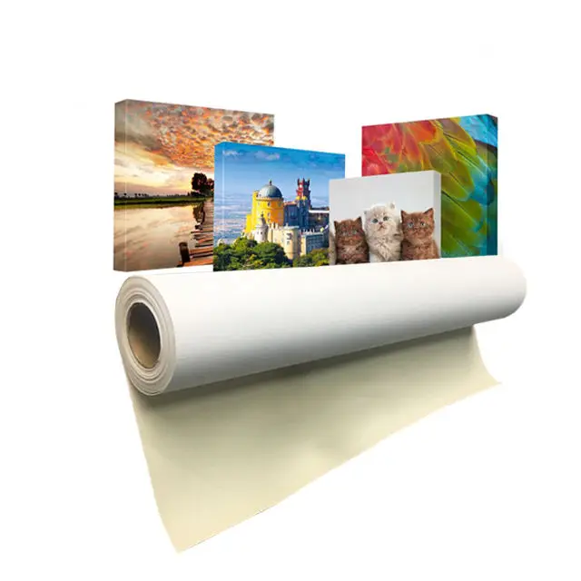 Aoli Canvas Roll Painting Semi Glossy Polycoton Polyester Canvas Roll For Printing Cotton Canvas White Roll