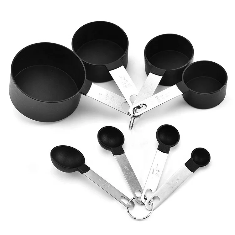 8pcs stainless steel with plastic head measuring cup and spoon