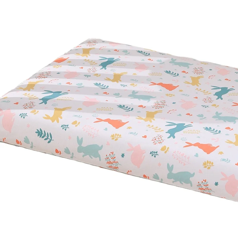 Customize & Wholesale Printed Cotton Jersey Fabric Baby Crib Cot Cover TPU  Waterproof Fitted Sheet Baby Mattress Cover