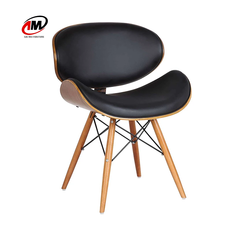 Wood cross legs Walnut veneer bent wood scandinavian style chair