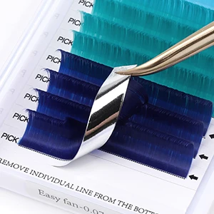 Color Easy Fanning Volume Eyelash Extension Auto Fans Eyelashes Brown Purple Blue Mix 9-15mm 16 Lines Mega Volume