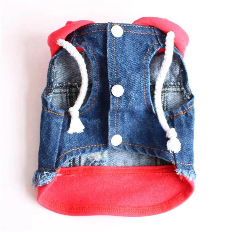 Fashion Hooded Dog Jeans Jacket  Pet Clothes for Small Dogs Puppy