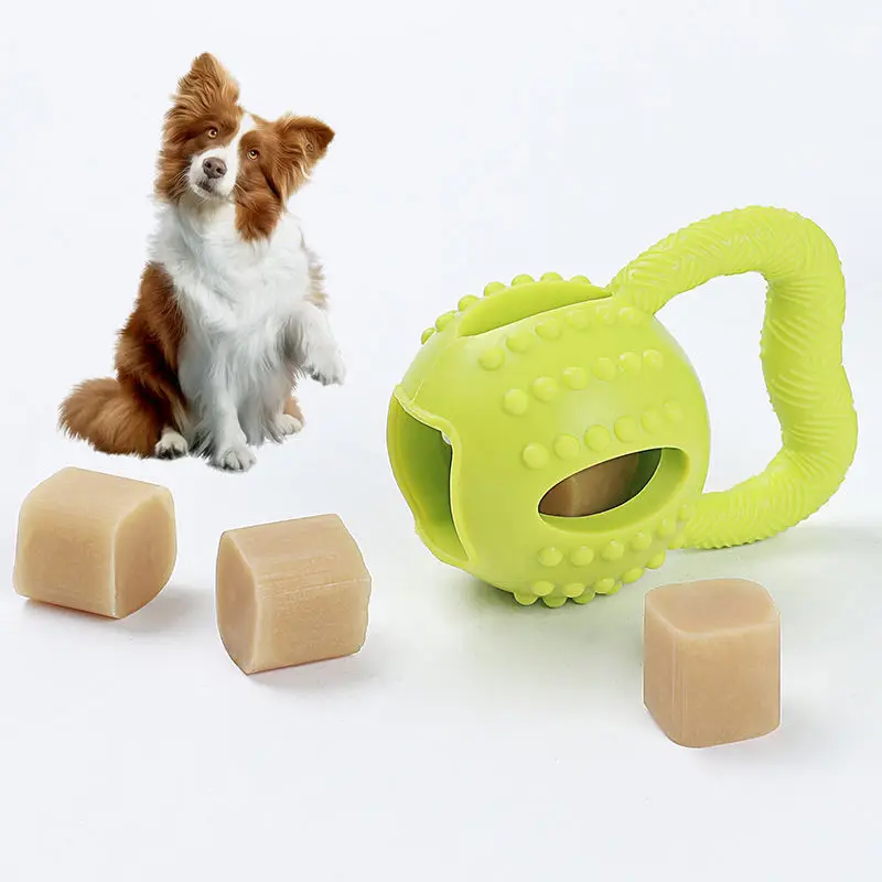 Square Pull Global TPR Bite Resistant Teeth Cleaning Cheese Ball Interactive Puzzle Pet Toy
