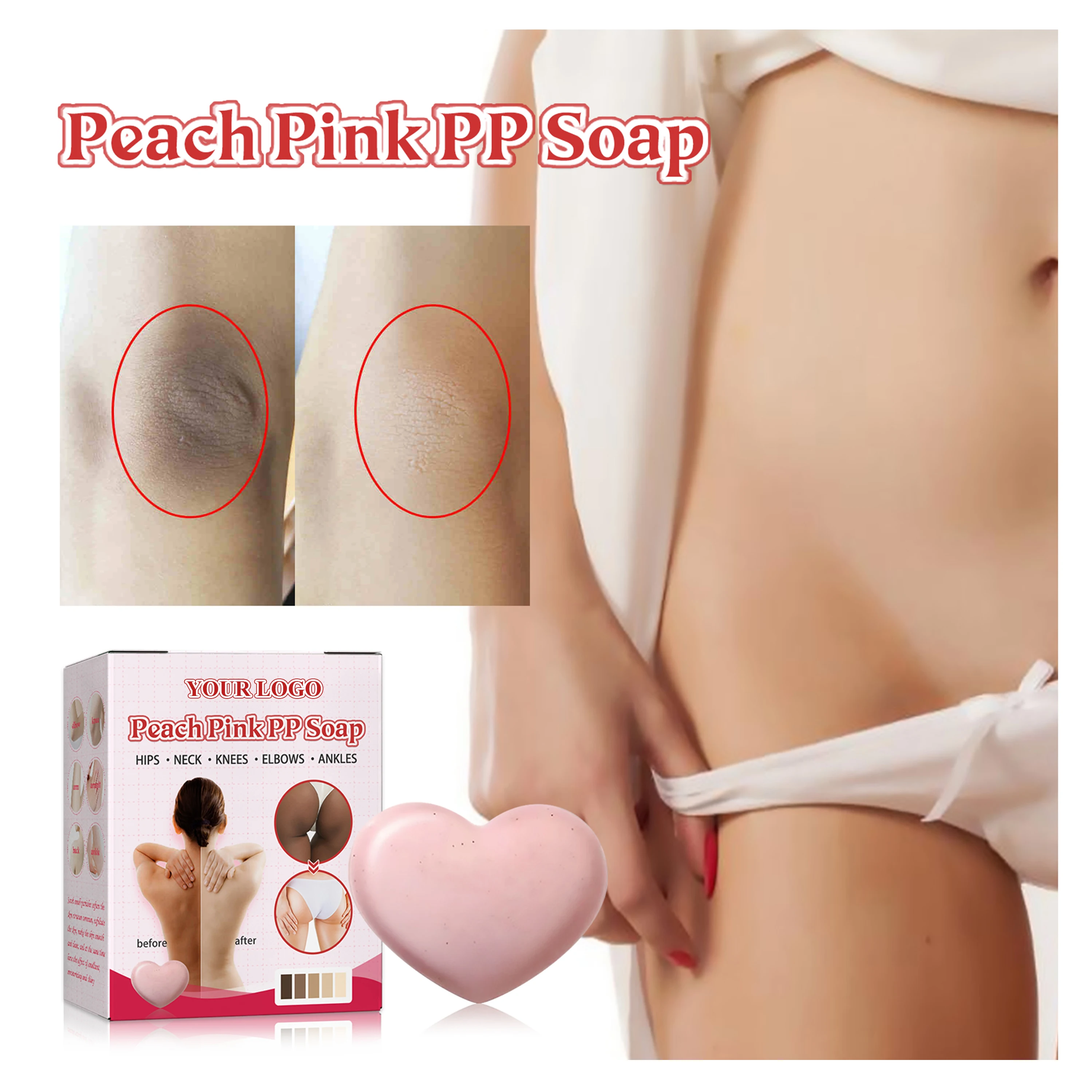 2023 Hot Selling Private Label  Peach Pink PP Heart Soap intimate whiten soap hygiene soap for women
