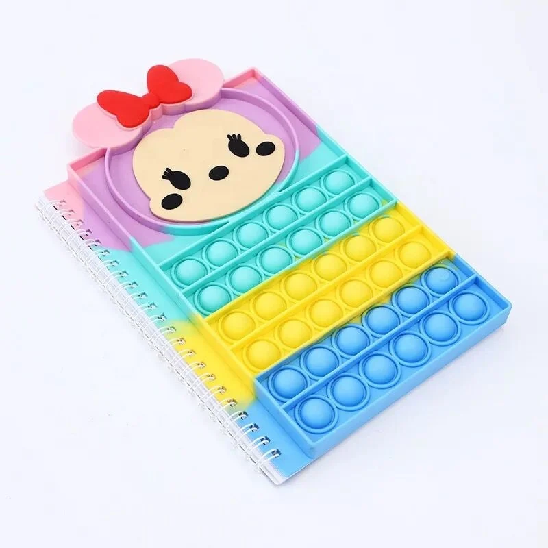 Pop Push Popper Bubble popit A5 size 80sheets Pop Push Popit Fidget Notebook Silicone school notebook shipping Cartoon Bear