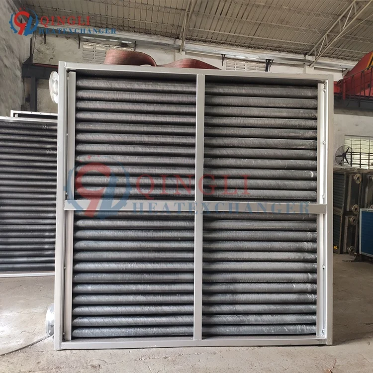 Industrial hot water to heating air heat exchanger with fan