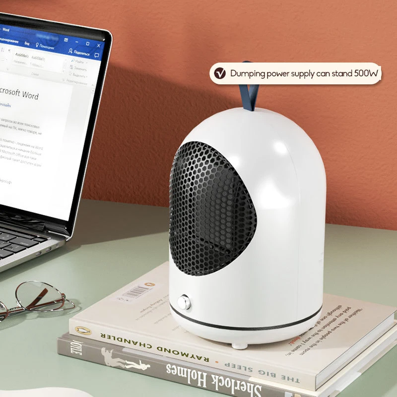 Desktop Fan Heater 500W PTC Ceramic  Safe Quick Heating Standing Heater Fan Mini Room Electric Winter Heating Fan