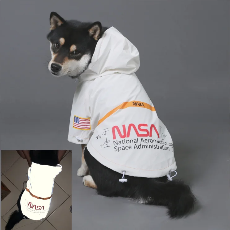diy fashion blank hi vis reflective polyester winter pet jumpsuit dog raincoat hoodie clothes for europe dog apparel accessory