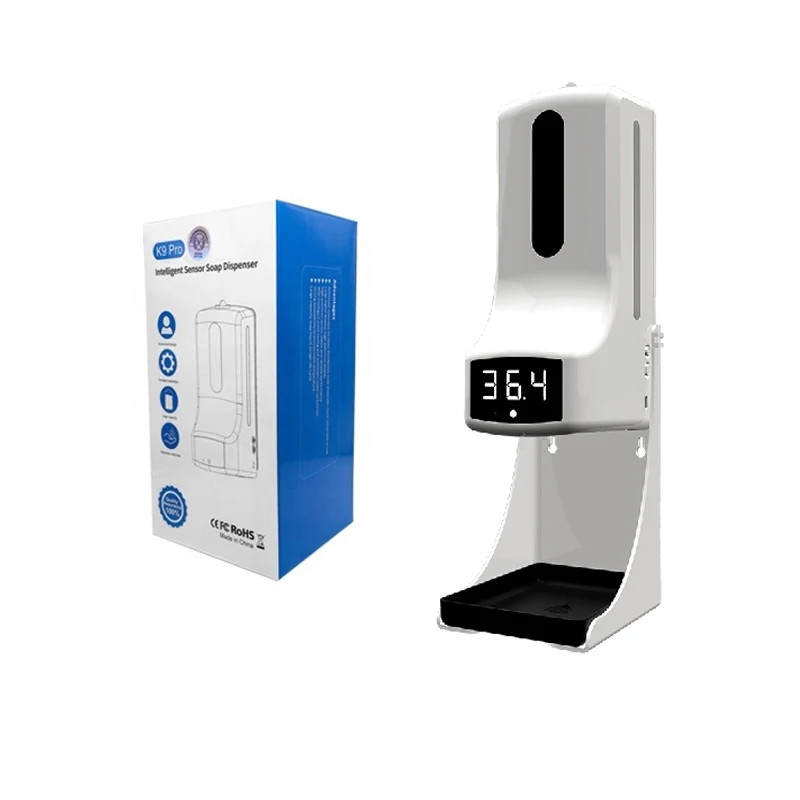 Ready to ship  K9 pro thermometer smart soap dispenser automatic alcohol Gel sensor temperature K9 pro