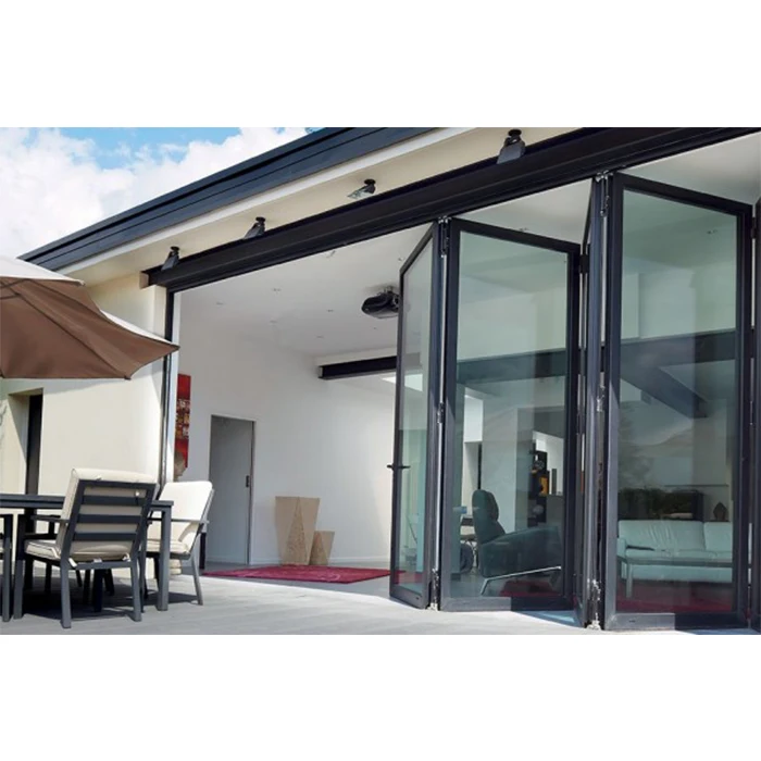Exterior Bifold Doors Aluminum Profile Patio Tempered Glass Bi