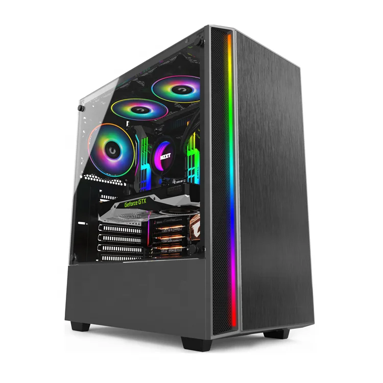 JNP-C302D Кристалл высокого класса черный ABS пластик Bronzing панель течет RGB Blet в украшения компьютерный корпус