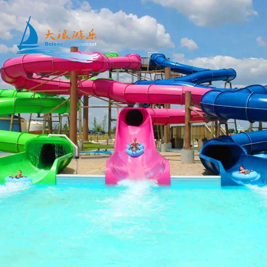 Most Popular Roller Coaster Rides For Water Park Fiberglass Water Slide Customized Factory Price 1 Years Warranty With Pool