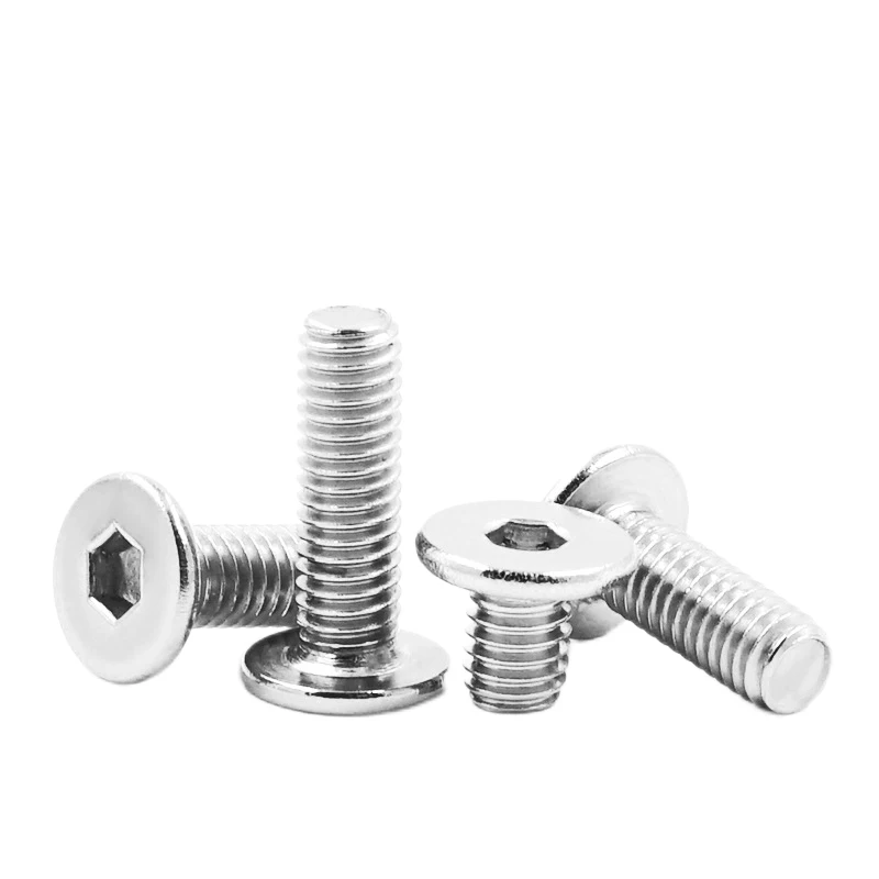 Stainless Steel 304/316 Hex Socket Screw M2-M8 CM Hexagon Socket  Thin Flat Head Machine Screw