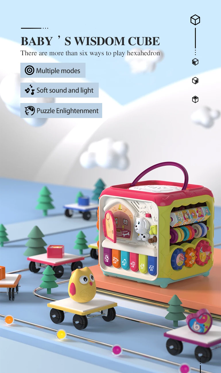 6 in 1 sensory activity cube magic drum musical hexahedron multifunctional early educational activity cube learning toy