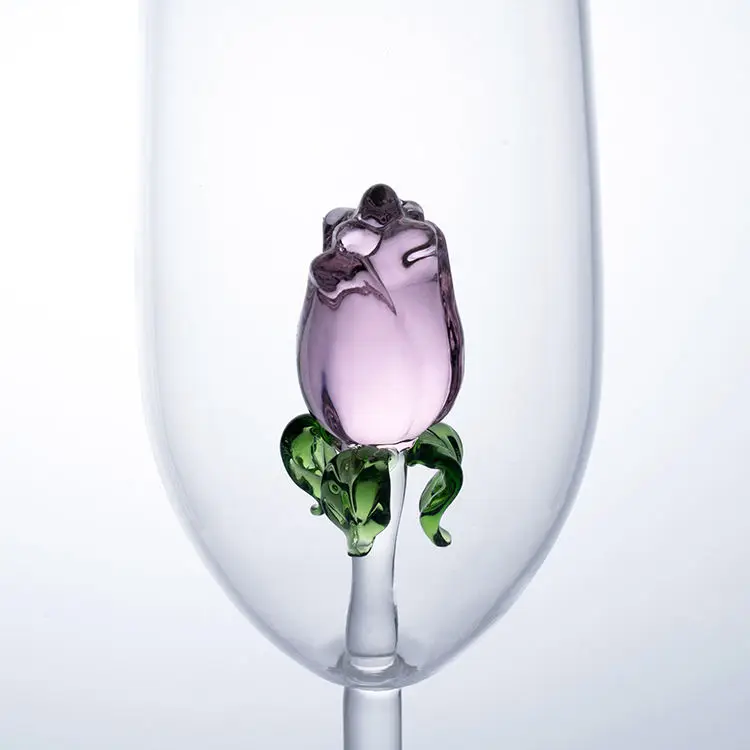 Wholesale 150ml Champagne Glasses Creative Rose flower wine glass goblet