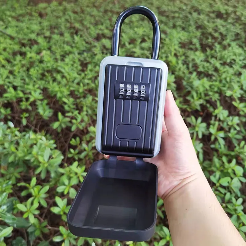 Combination Key Lock Box Padlock Style 4 Digital Password Key Safe Outdoor Lock Box