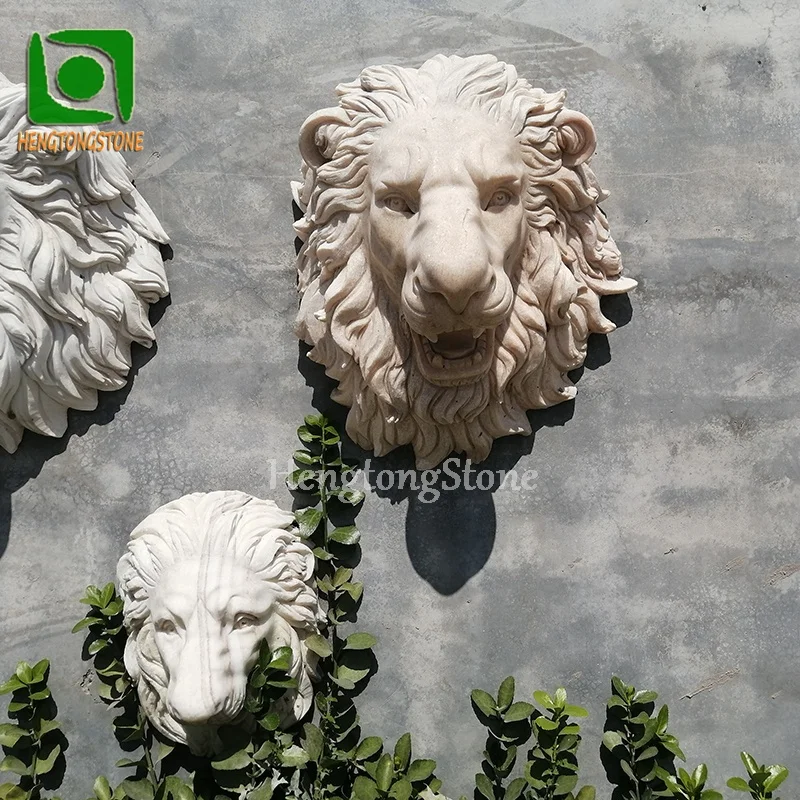 Wall Decorative Marble Lion Head Sculpture