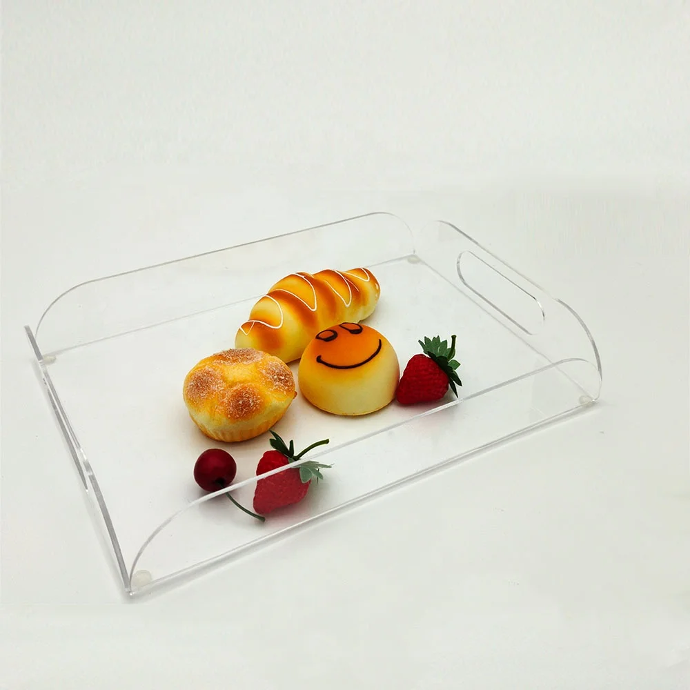 Чистый белый Lucite Поднос для еды акриловые кофейные поддоны завтрака на