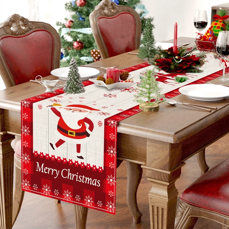 Christmas Gnome Doll Table Runner Santa Claus Table Flag Navidad Natal Noel Table Runner Linen Christmas Decoration