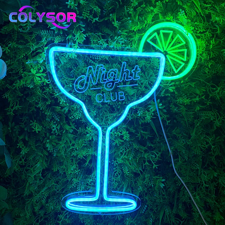 COLYSOR 2023 Popular Beer Shape Design Bar Advertising Beer Cocktail Logo Wall Light LED Custom Neon Sign Light