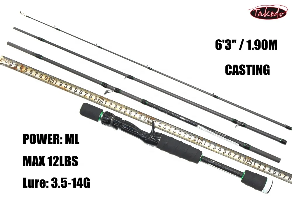 TAKEDO IM8 Carbon Fiber OEM 4 Sections Handle Joint Spin Ning Casting Fuji Guide Travel Fishing Rods