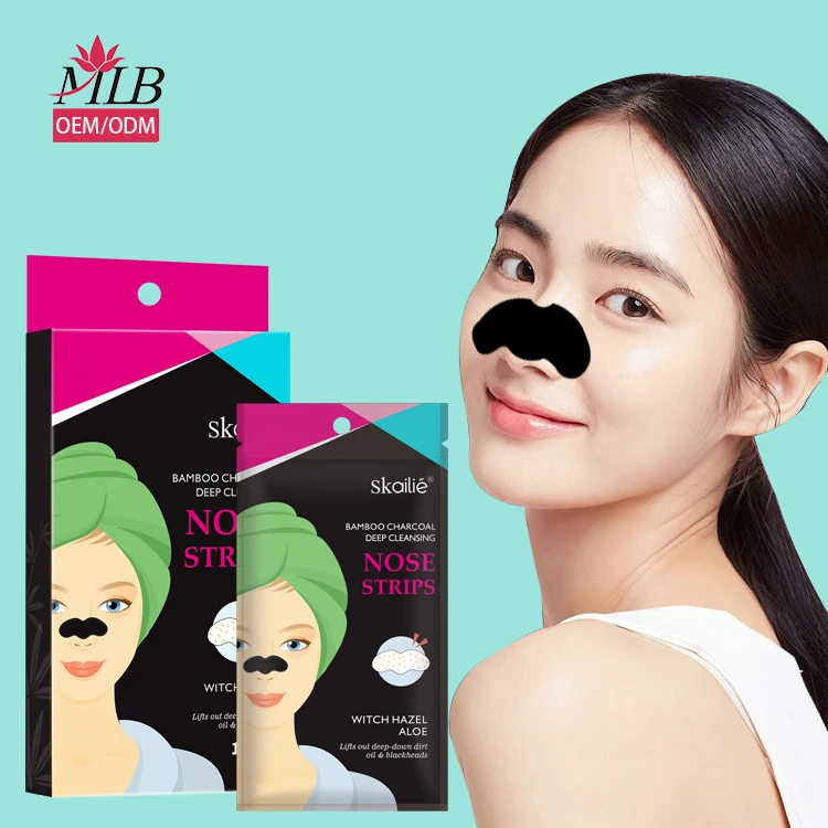 Private Label  Organic Bamboo Charcoal Deep Cleansing Blackhead Removal Peel Off Patches Pore Sharking Black Nose Strips
