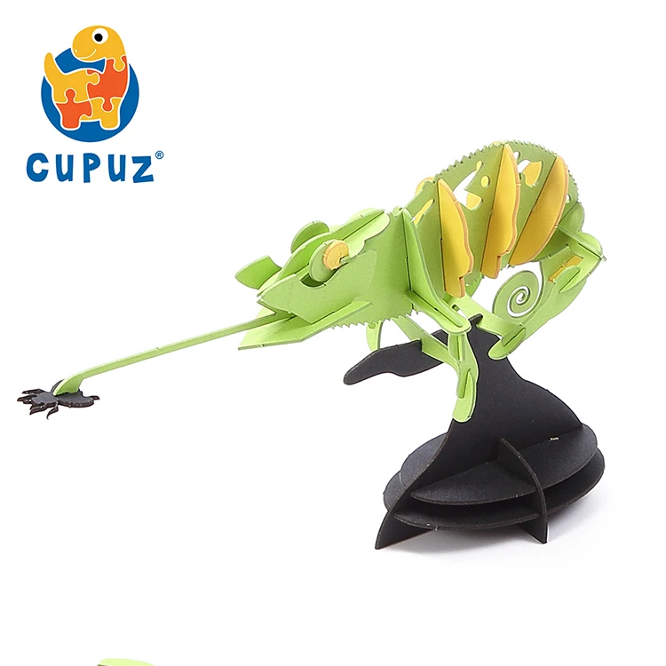 
New style chameleon custom kid game 3d paper puzzle diy toy 