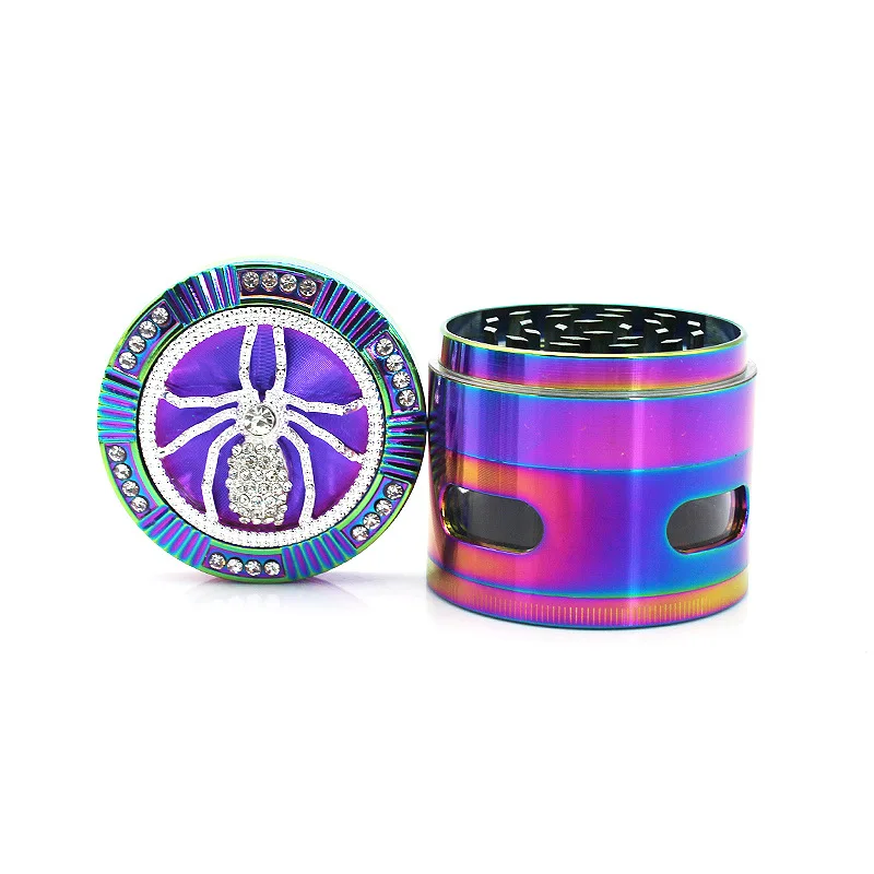 
New popular product 63MM Diamond 3D Colorful Metal Stone Weed Crusher 