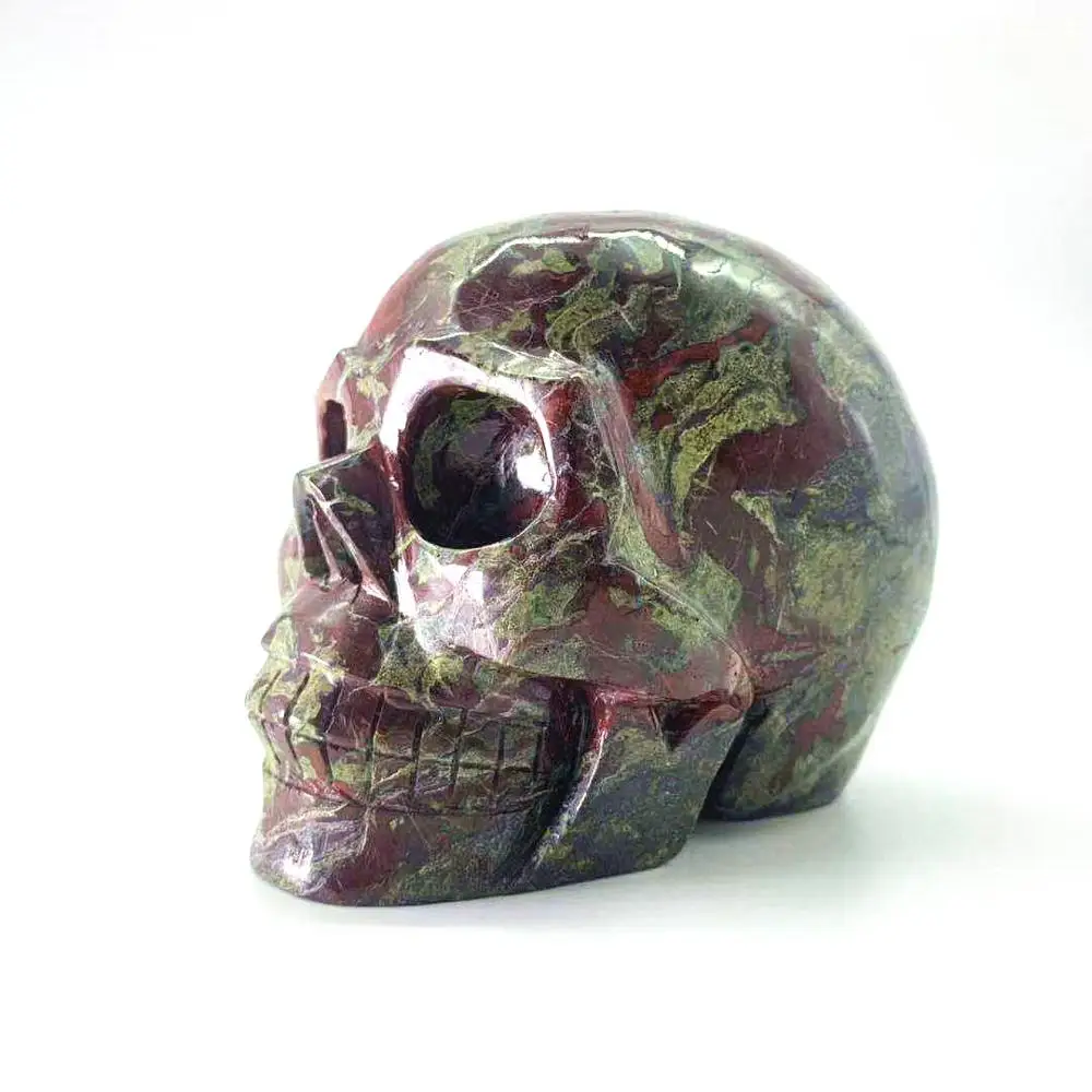 Оптовая продажа, натуральный ручная резьба, дракон, кровь, камень, черепа, Хрустальный ремесло, череп для украшения