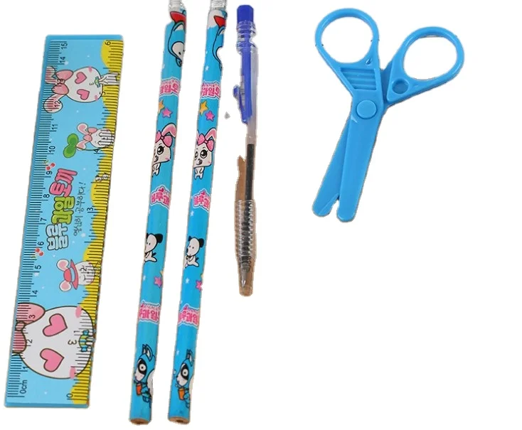 Portable Travel Pocket Stationery Supply Kit Gift Set Plastic Box Packed Mini Office Customized 9pcs children sattionery