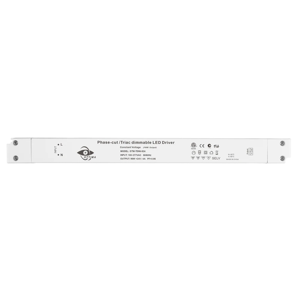 IP20 96W 12V 24V slim linear 0-10V 1-10V PWM dimmable constant voltage led driver