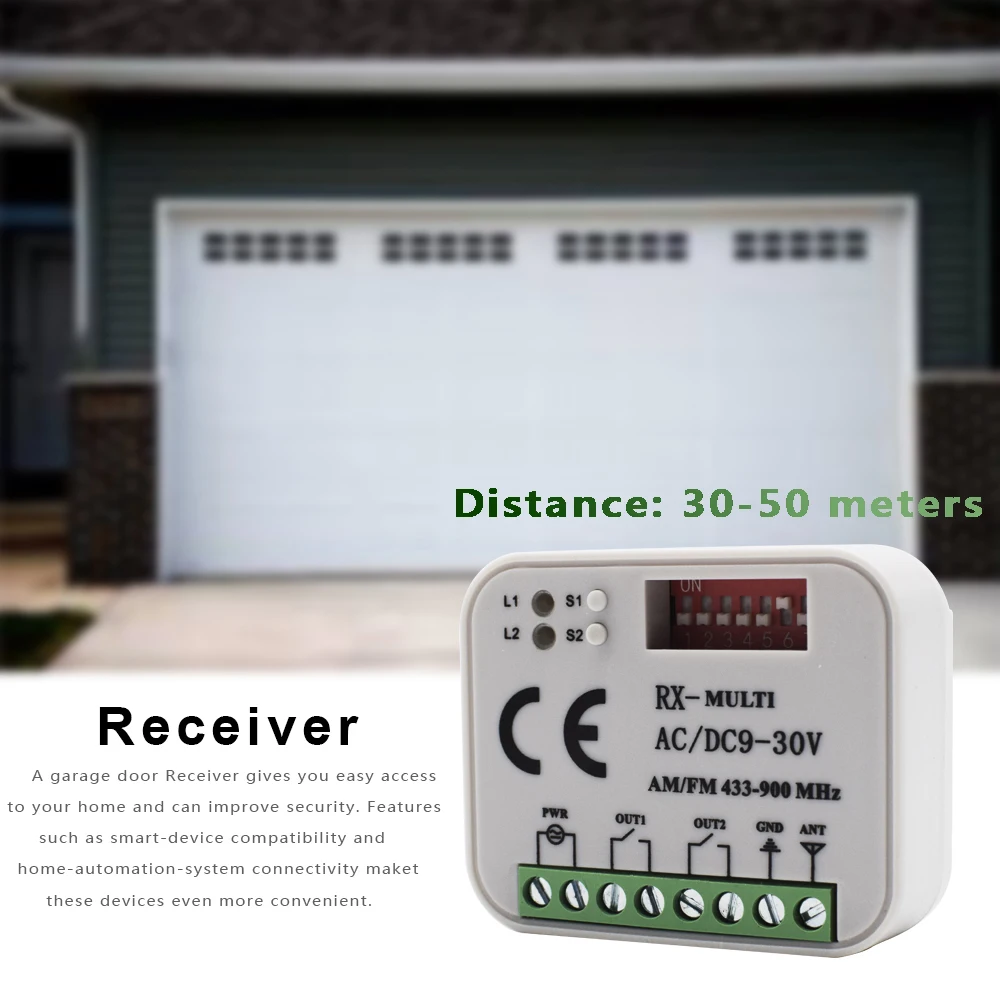 RX Multi Frequency 300-900MHz Universal Garage Door Receiver Remote Control 2CH Controller Switch For 433 868MHz Transmitter