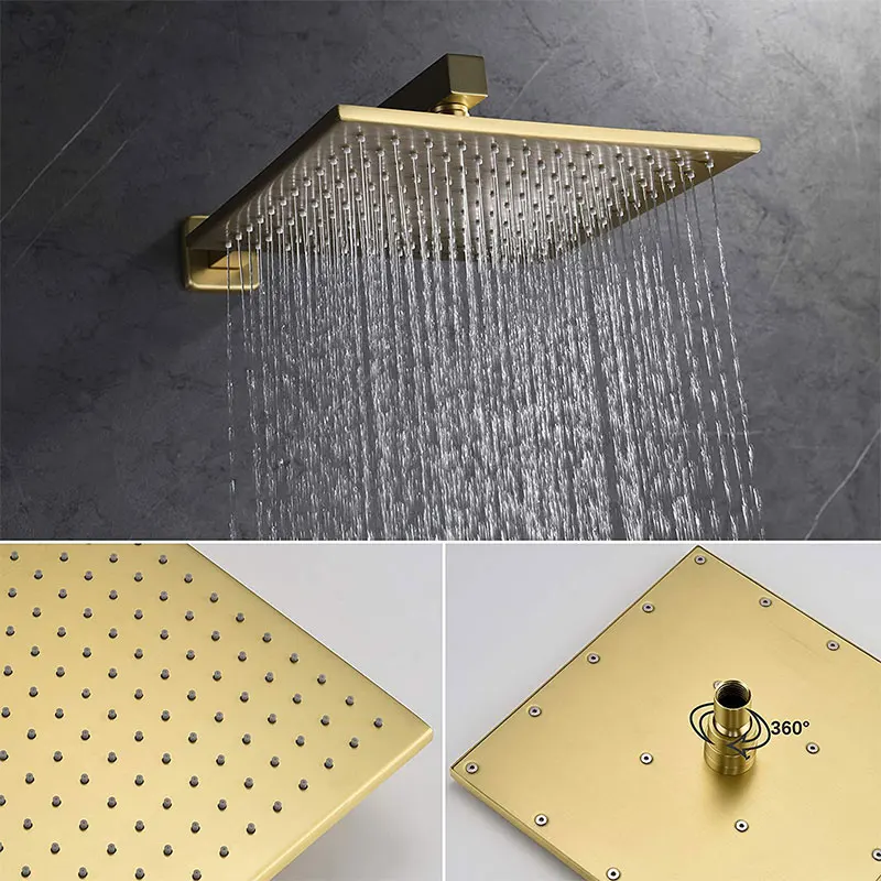 HIMARK CUPC conceal black rainfall shower set robinet de douche wall mount gold bathroom rain bath & shower faucet system