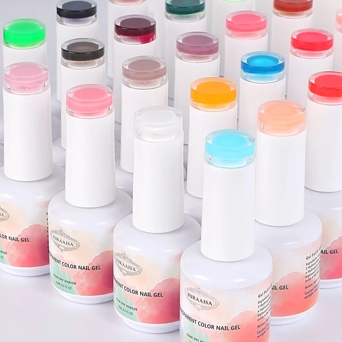 OEM Private Label 32 Colors 15ml Transparent Glass Gel Nail Polish Uv Led Nail Jelly Gel Polish Wholesale Manicure materials