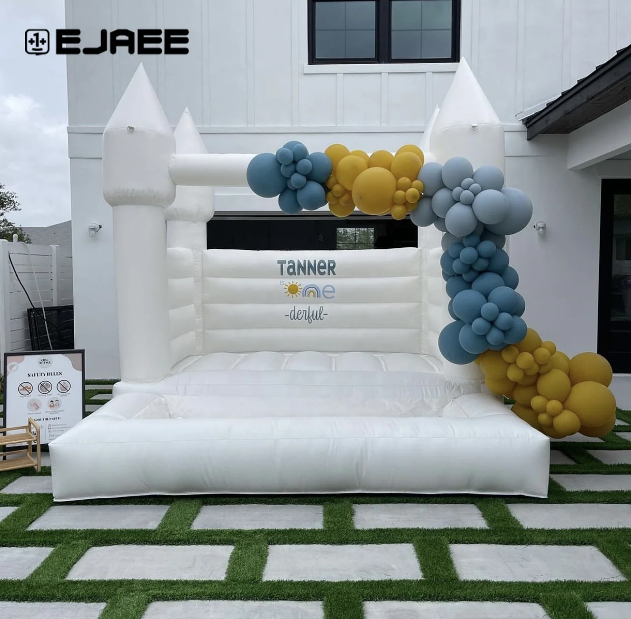 8*8 White Bouncy Castle Small Mini White Bounce House Pink Castle Jumper