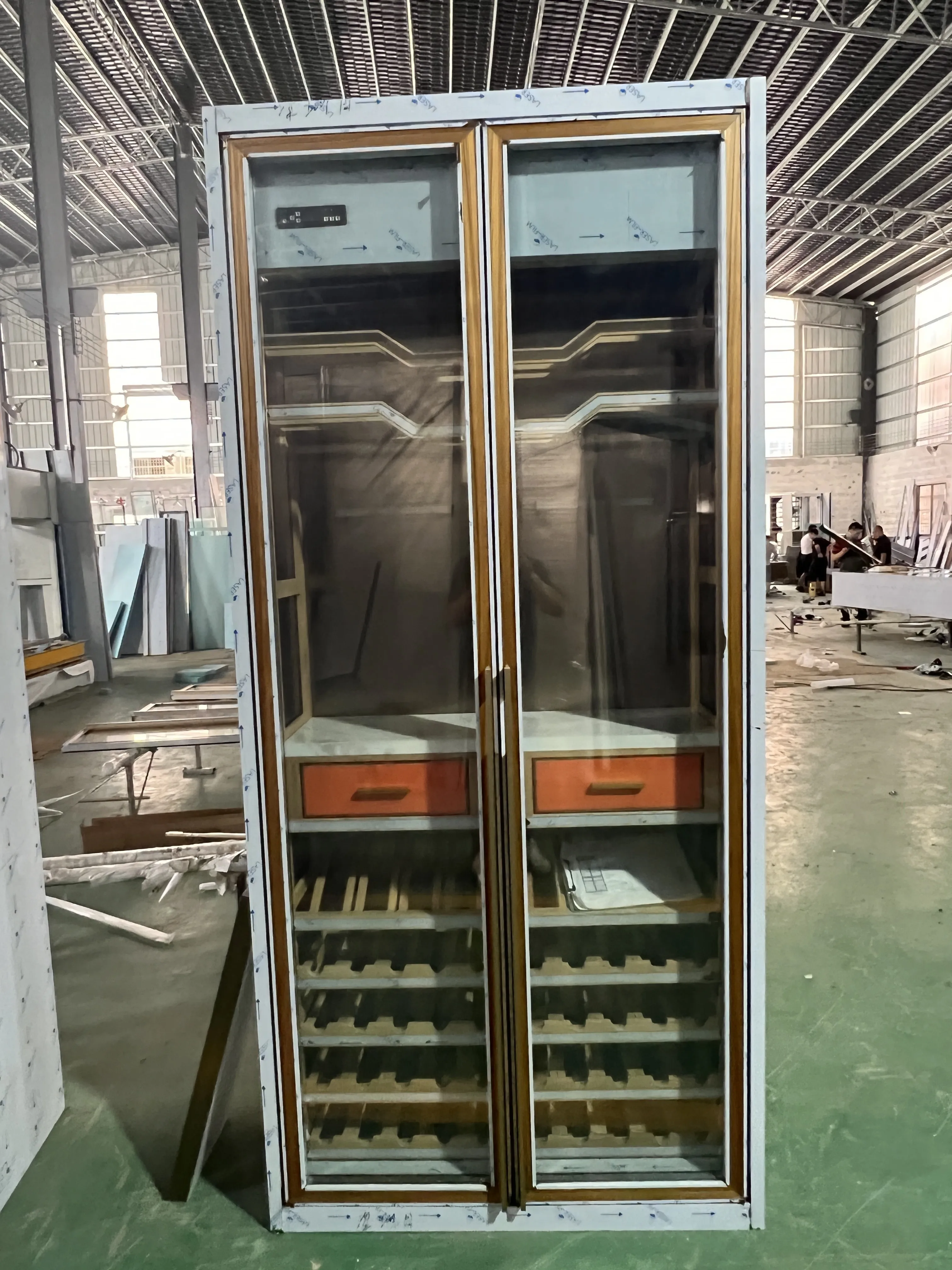 Custom two door  Wine cellar cooling unit  Bar Wine cabinet with refrigerator use for Wine storage big or small dual zone