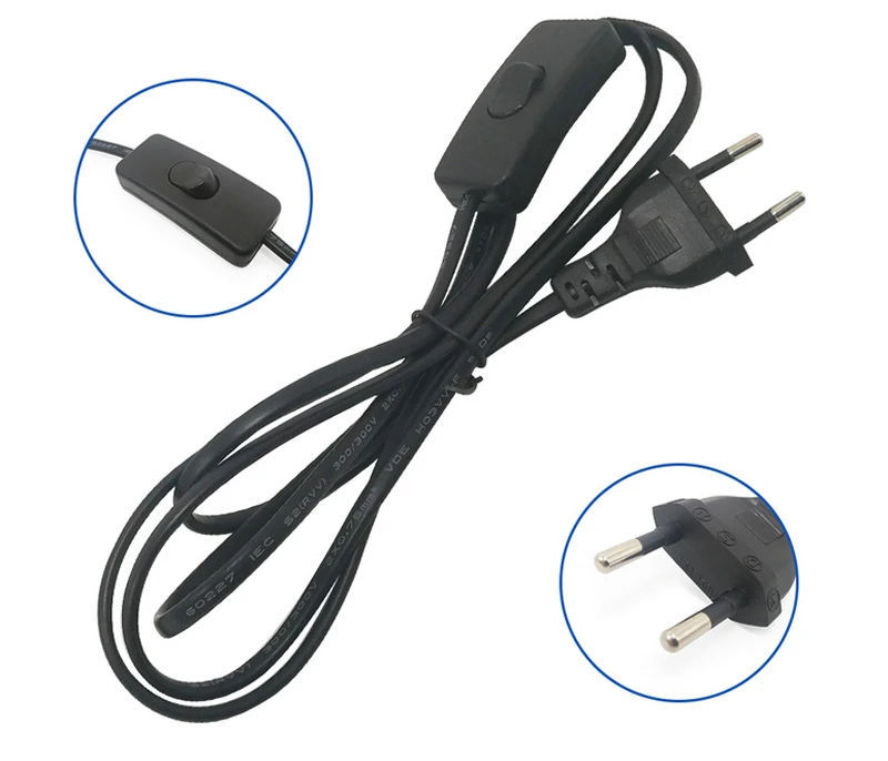 1.8M LED On/Off power cord EU Plug Cable Light Modulator Lamp Line Controller For LED Bulb Table Lamp Electricity wire AC220V