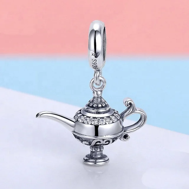 Custom fashion fine jewelry wholesale 925 sterling silver DIY mystic lamp aladdin arabic pendants & charms