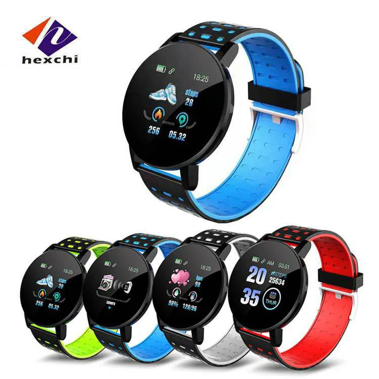 2023 Hot Sell Round Screen Smart Watch 119 Plus Sports Fitness IP67 Waterproof Heart Rate Monitor Reloj Smart Watch