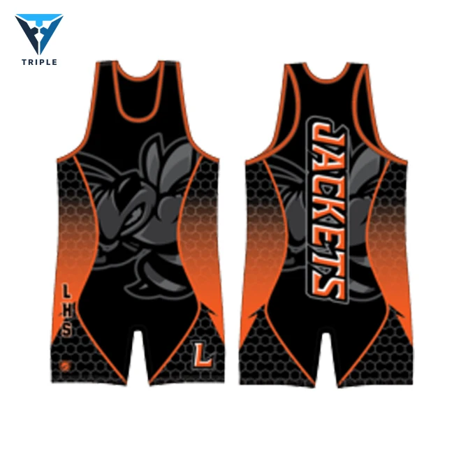 high quality custom sublimation printing man sportswear wrestling team wear wrestling singlet